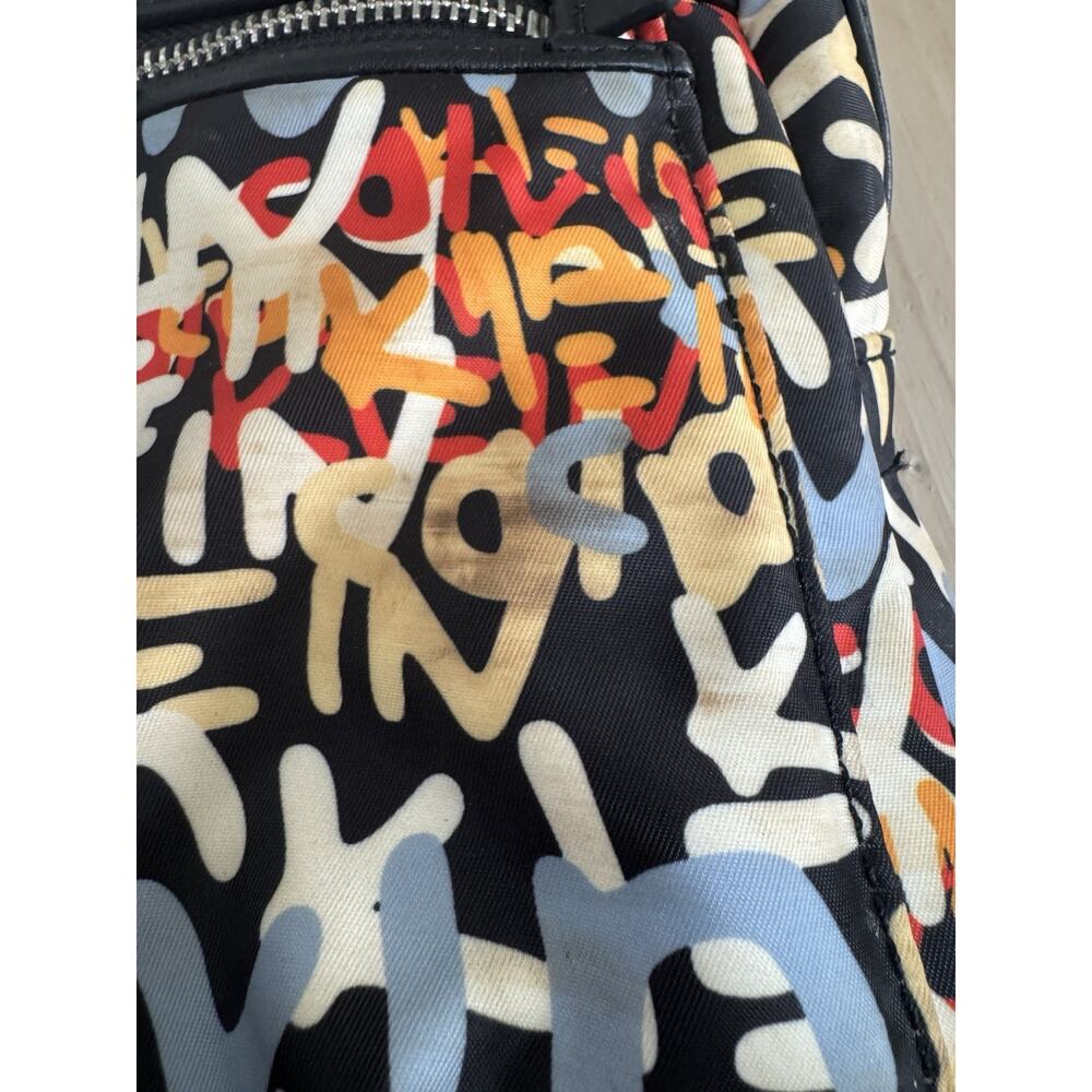 Calvin Klein Graffiti Logo Mini Backpack Purse Black Multicolor Nylon Bag - Picture 3 of 7